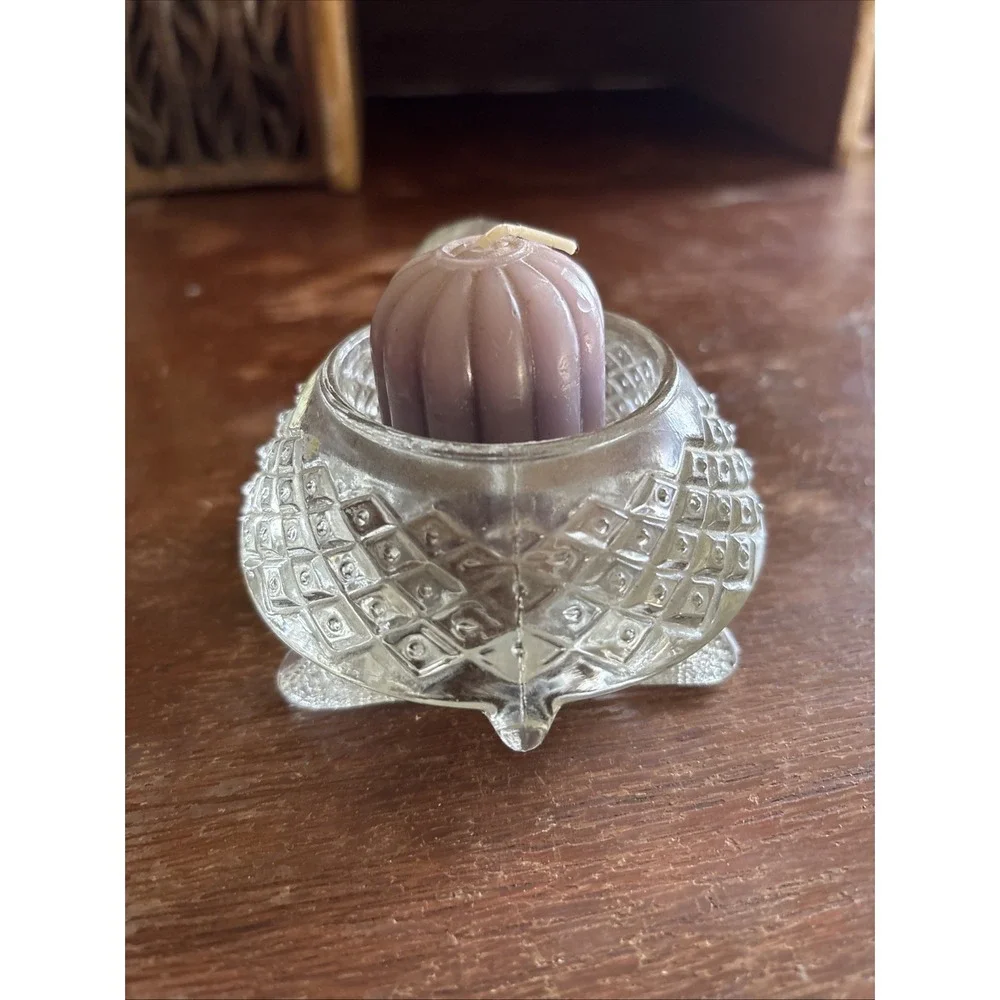Vintage Avon Turtle Glass Candle Holder Trinket Dish Cutesy Fairycore Decor
